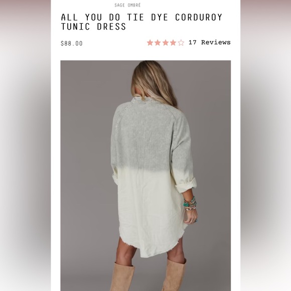 Three birds nest ombré corduroy tunic dress - Picture 5 of 8